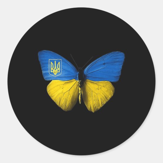 Oekraïne Butterfly Oekraïne Oekraïnse vlagliefhebb Ronde Sticker (Voorkant)