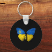 Oekraïne Butterfly Oekraïne Oekraïnse vlagliefhebb Sleutelhanger (Voorkant)