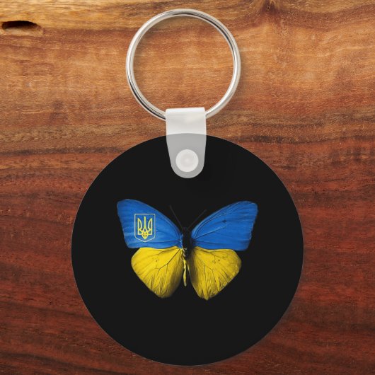 Oekraïne Butterfly Oekraïne Oekraïnse vlagliefhebb Sleutelhanger (Voorkant)