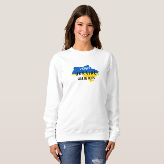 Oekraïne Colors Victory Overlay White Sweatshirt (Voorkant volledig)