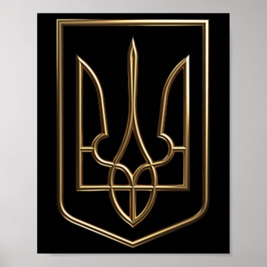 Oekraïne Crest Gerfalcon Trident Met Wapen Poster (Voorkant)