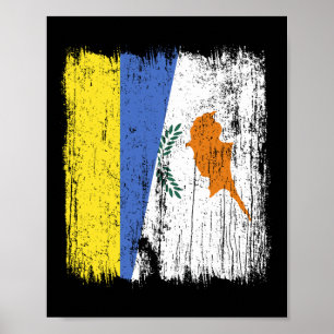 Oekraïne Cyprus Half Vlag Oekraïense Cypriotische  Poster