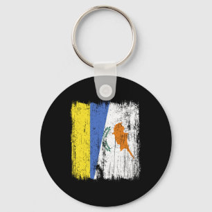 Oekraïne Cyprus Halve Vlag Oekraïense Cypriotische Sleutelhanger