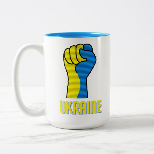 Oekraïne Defiant Fist Sign Two-Tone Coffee Mok (Links)