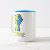 Oekraïne Defiant Fist Sign Two-Tone Coffee Mok (Voorkant links)
