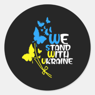 Oekraïne Drietand Oekraïense Vlag Oekraïense Vlag Ronde Sticker