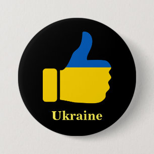 Oekraïne, duimt omhoog, ronde button 7,6 cm