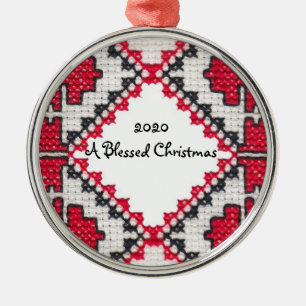 Oekraïne Embroidery Print Blessed Christmas Metalen Ornament