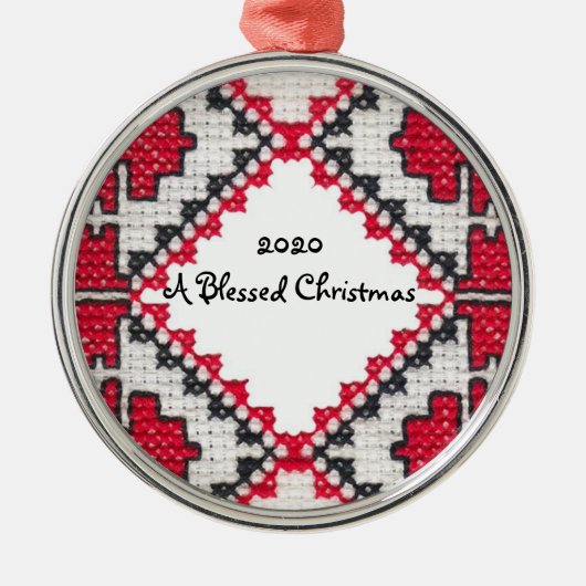 Oekraïne Embroidery Print Blessed Christmas Metalen Ornament (Voorkant)