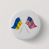 Oekraïne en Amerikaanse vlag knop Ronde Button 3,2 Cm (Voorkant)