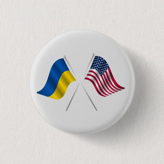 Oekraïne en Amerikaanse vlag knop Ronde Button 3,2 Cm (Voorkant)