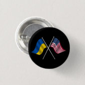 Oekraïne en Amerikaanse vlag knop Ronde Button 3,2 Cm (Voorkant /achterkant)