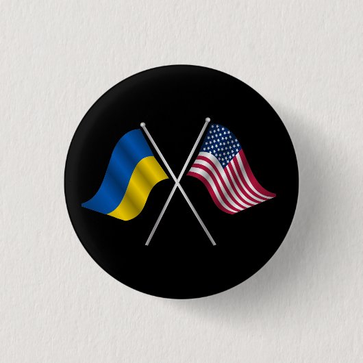 Oekraïne en Amerikaanse vlag knop Ronde Button 3,2 Cm (Voorkant)