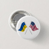Oekraïne en Amerikaanse vlag knop Ronde Button 3,2 Cm (Voorkant /achterkant)