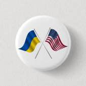 Oekraïne en Amerikaanse vlag knop Ronde Button 3,2 Cm (Voorkant)