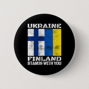 Oekraine Finland Staat Met Jou Finse Steun Ronde Button 5,7 Cm