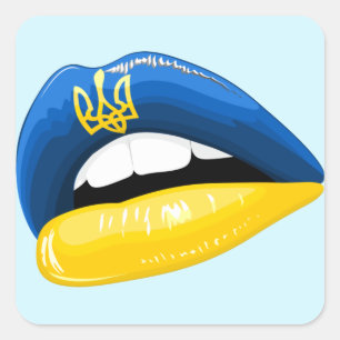 Oekraïne Flag Colors Lipstick Vierkante Sticker
