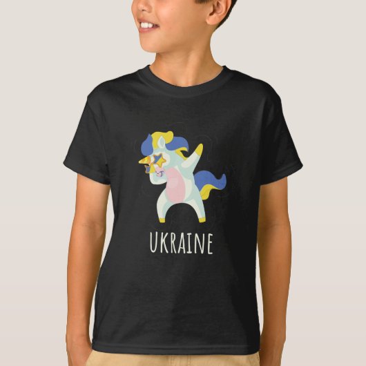 Oekraïne Flag Dabbing Unicorn T-shirt (Voorkant)