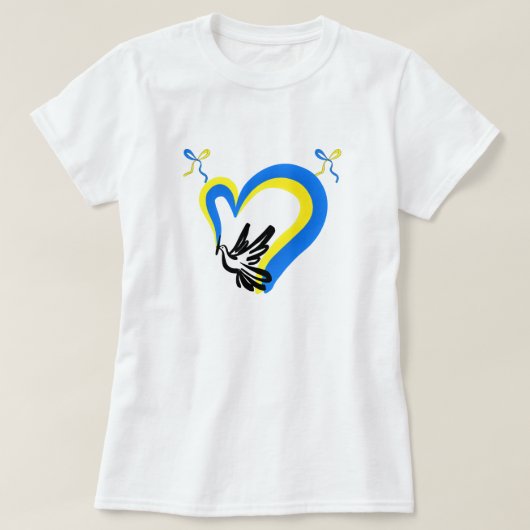 Oekraïne Flag Hart T-shirt Peace Dove - Ondersteun (Design voorkant)