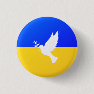 Oekraïne Flag Peace Dove Button Freedom