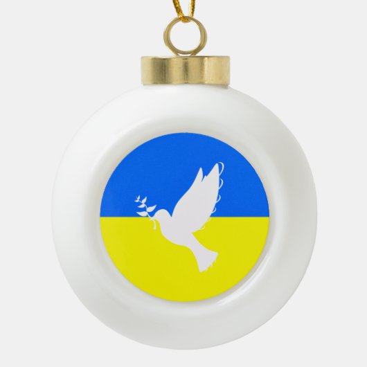 Oekraïne Flag Peace Dove Kerstmis OrnamenFreedom Keramische Bal Ornament (Voorkant)