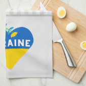 Oekraïne Flower Heart Gray Gingham Theedoek (Quarter Fold)