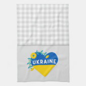 Oekraïne Flower Heart Gray Gingham Theedoek (Verticaal)