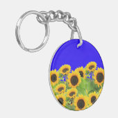 Oekraïne Freedom Peace - Oekraïense vlagbloemen Sleutelhanger (Voorkant Links)