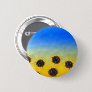 Oekraïne geel blauw geometrisch mesh patroon Bloem Ronde Button 5,7 Cm
