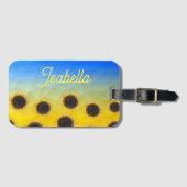 Oekraïne geometrie mesh Zonnebloemen Custom naam Bagagelabel (Voorkant (horizontaal))