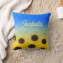 Oekraïne geometrie mesh Zonnebloemen Custom naam Kussen