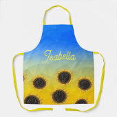 Oekraïne geometrie mesh Zonnebloemen Custom naam Schort (Voorkant)