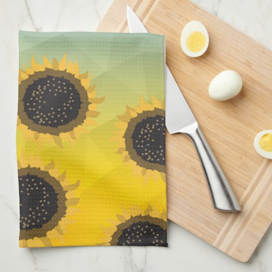 Oekraïne geometrie mesh Zonnebloemen Custom naam Theedoek (Quarter Fold)