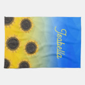 Oekraïne geometrie mesh Zonnebloemen Custom naam Theedoek (Horizontaal)
