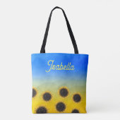 Oekraïne geometrie mesh Zonnebloemen Custom naam Tote Bag (Achterkant)