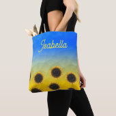 Oekraïne geometrie mesh Zonnebloemen Custom naam Tote Bag (Dichtbij)