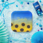 Oekraïne geometry mesh patroon Flowers Jouw naam Papieren Bordje (Feest)