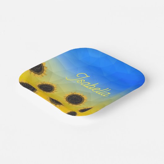 Oekraïne geometry mesh patroon Flowers Jouw naam Papieren Bordje (Gebogen)