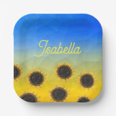 Oekraïne geometry mesh patroon Flowers Jouw naam Papieren Bordje (Voorkant)