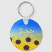 Oekraïne geometry mesh patroon Flowers Jouw naam Sleutelhanger (Voorkant)