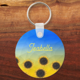 Oekraïne geometry mesh patroon Flowers Jouw naam Sleutelhanger