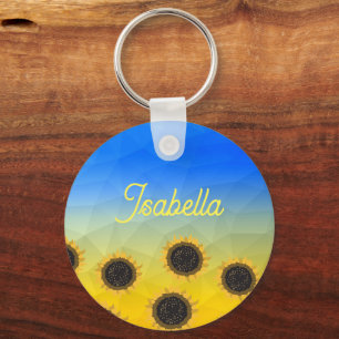 Oekraïne geometry mesh patroon Flowers Jouw naam Sleutelhanger