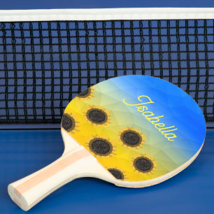 Oekraïne geometry mesh patroon Flowers Jouw naam Tafeltennisbatje