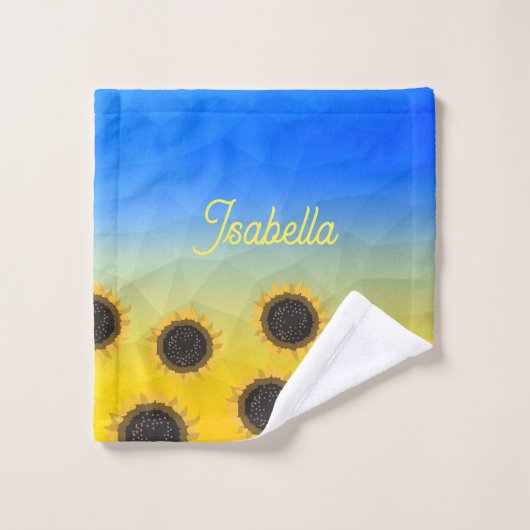 Oekraïne geometry mesh patroon Flowers Jouw naam Washandje (Wasdoekje)