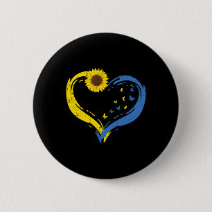 Oekraïne Hart Zonnebloem Vlinder Oekraïense Meisje Ronde Button 5,7 Cm