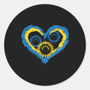 Oekraïne Hart Zonnebloemen Oekraïense Ondersteunin Ronde Sticker