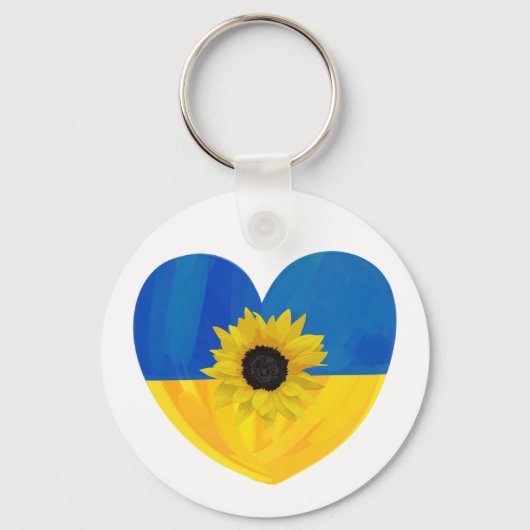 Oekraïne Heart Design met Sunflower Sleutelhanger (Voorkant)