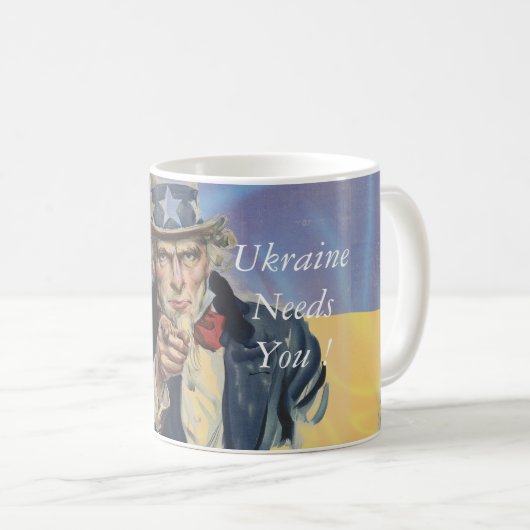 Oekraïne heeft je nodig! koffiemok (Voorkant rechts)