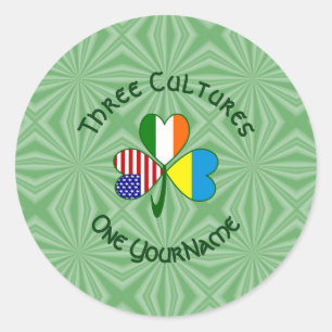 Oekraïne Ierland VS Shamrock Vlag Gepersonaliseerd Ronde Sticker