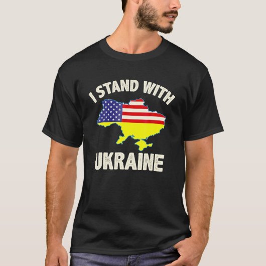 Oekraïne Ik sta achter de Oekraïense vlag T-shirt (Voorkant)